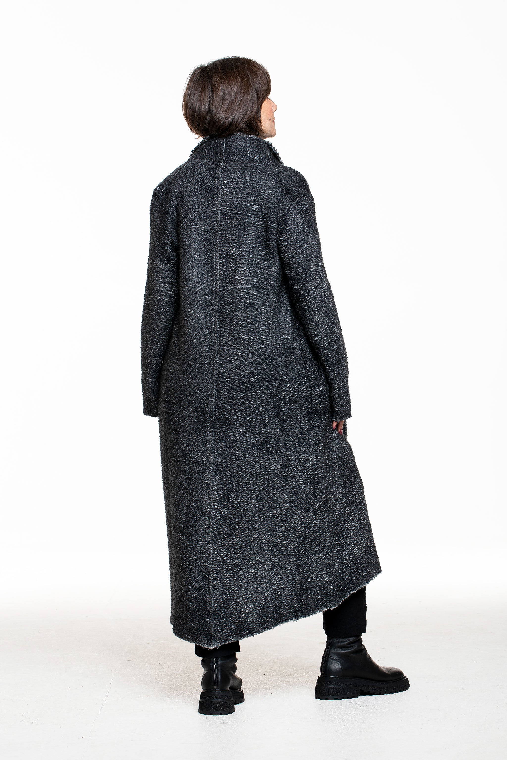 Avant Toi langer Strick-Cardigan schwarz, Rückansicht getragen