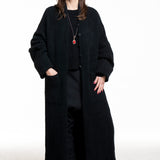 Isabel Benenato Damen Yak Strick-Mantel schwarz