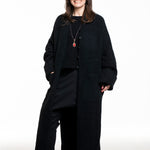 Isabel Benenato Damen Yak Strick-Mantel schwarz - Detail