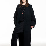 Isabel Benenato Damen Yak Strick-Mantel schwarz - Detail