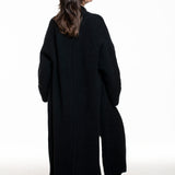 Isabel Benenato Damen Yak Strick-Mantel schwarz - Rückansicht