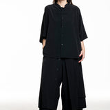 Y's Yohji Yamamoto ladies shirt with stand-up collar black