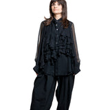 Comme des Garçons Damen Bluse mit Rüschen-Front schwarz Vorderansicht