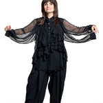 Comme des Garçons Avantgarde Bluse schwarz mit transparenten Ärmeln