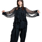 Comme des Garçons Avantgarde Bluse schwarz mit transparenten Ärmeln