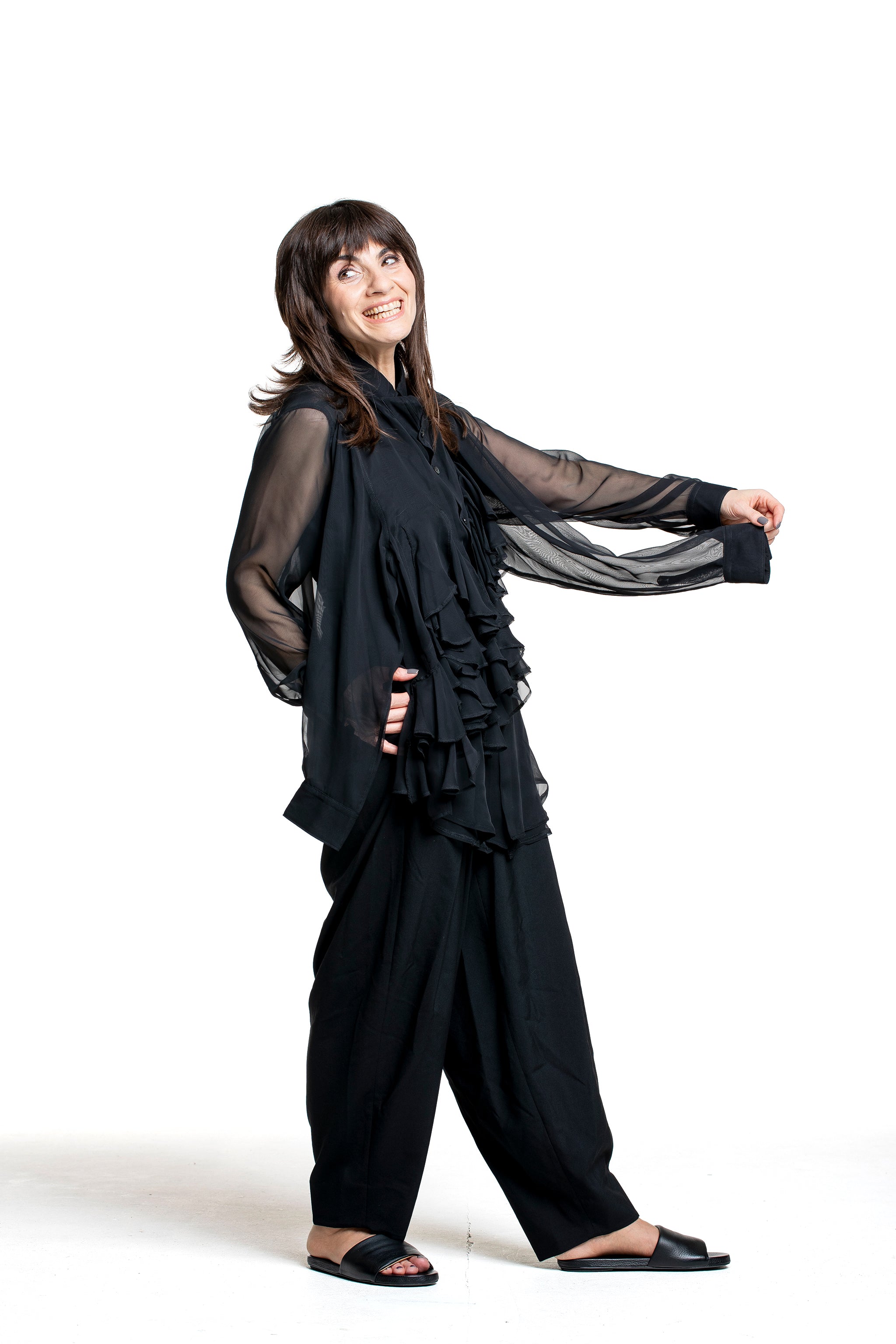 Comme des Garçons Damen Rüschenbluse schwarz Seitenansicht