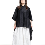 Yohji Yamamoto Damen Seidenbluse mit Print schwarz