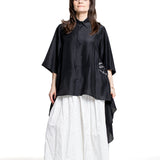 Yohji Yamamoto Damen Seidenbluse mit Print schwarz