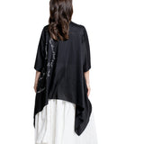 Yohji Yamamoto Damen Seidenbluse mit Print schwarz Rückansicht