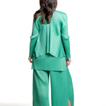 Pleats Please Issey Miyake Damen Plissee Cardigan grün Rücknsicht