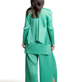 Pleats Please Issey Miyake Damen Plissee Cardigan grün Rücknsicht