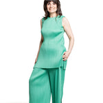 Pleats Please Issey Miyake Damen Plissee Hose weit grün Look