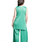 Pleats Please Issey Miyake Damen Plissee Hose weit grün Rückansicht Look