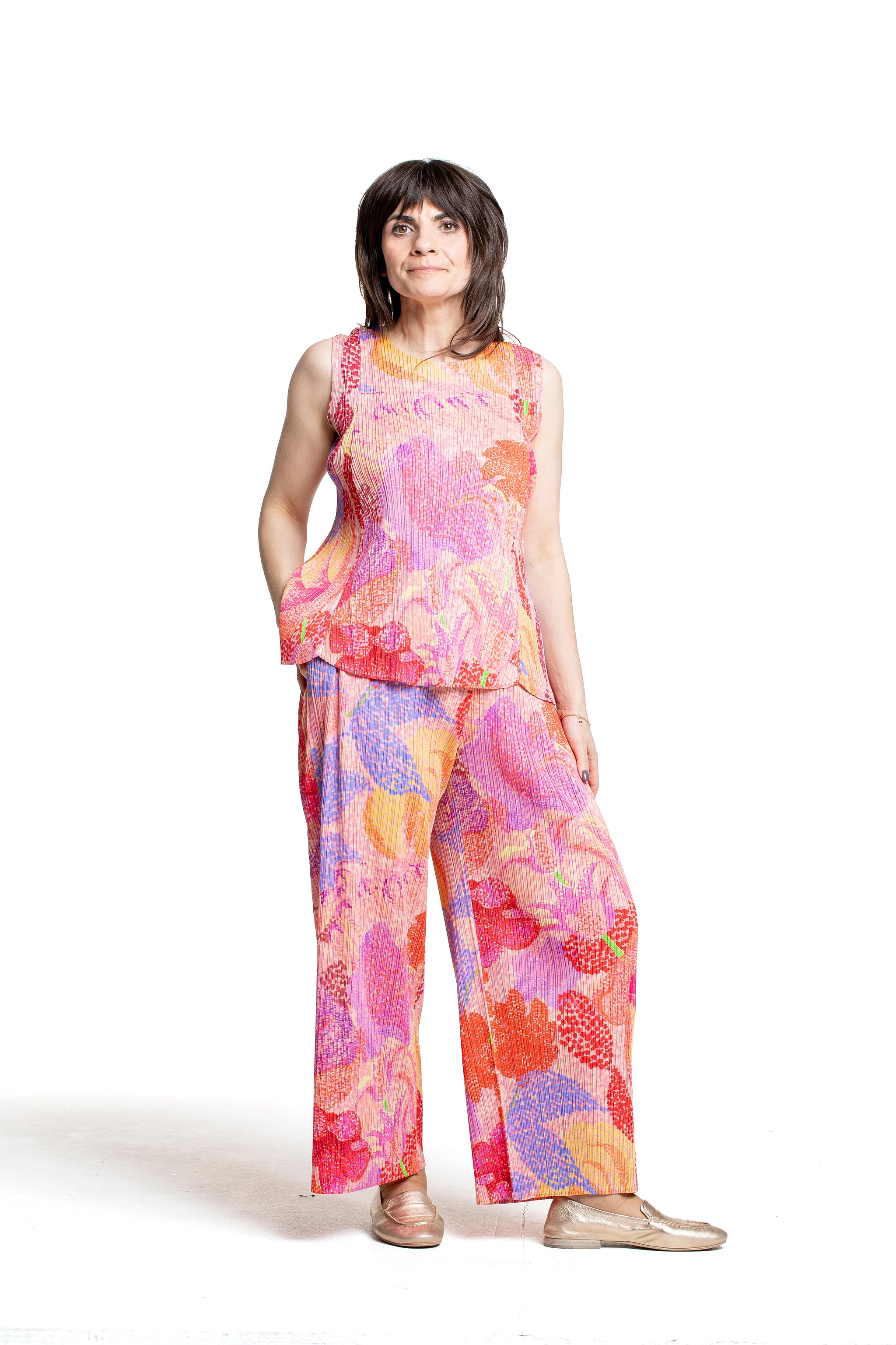 Pleats Please Issey Miyake Damen Plissee Top pink multicolor