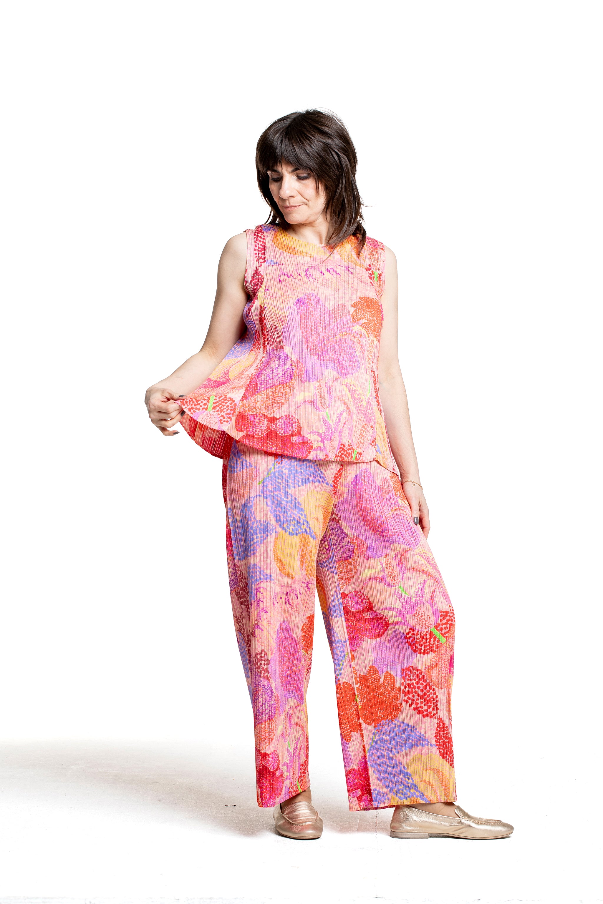 Pleats Please Issey Miyake Damen Plissee Top pink multicolor Detail