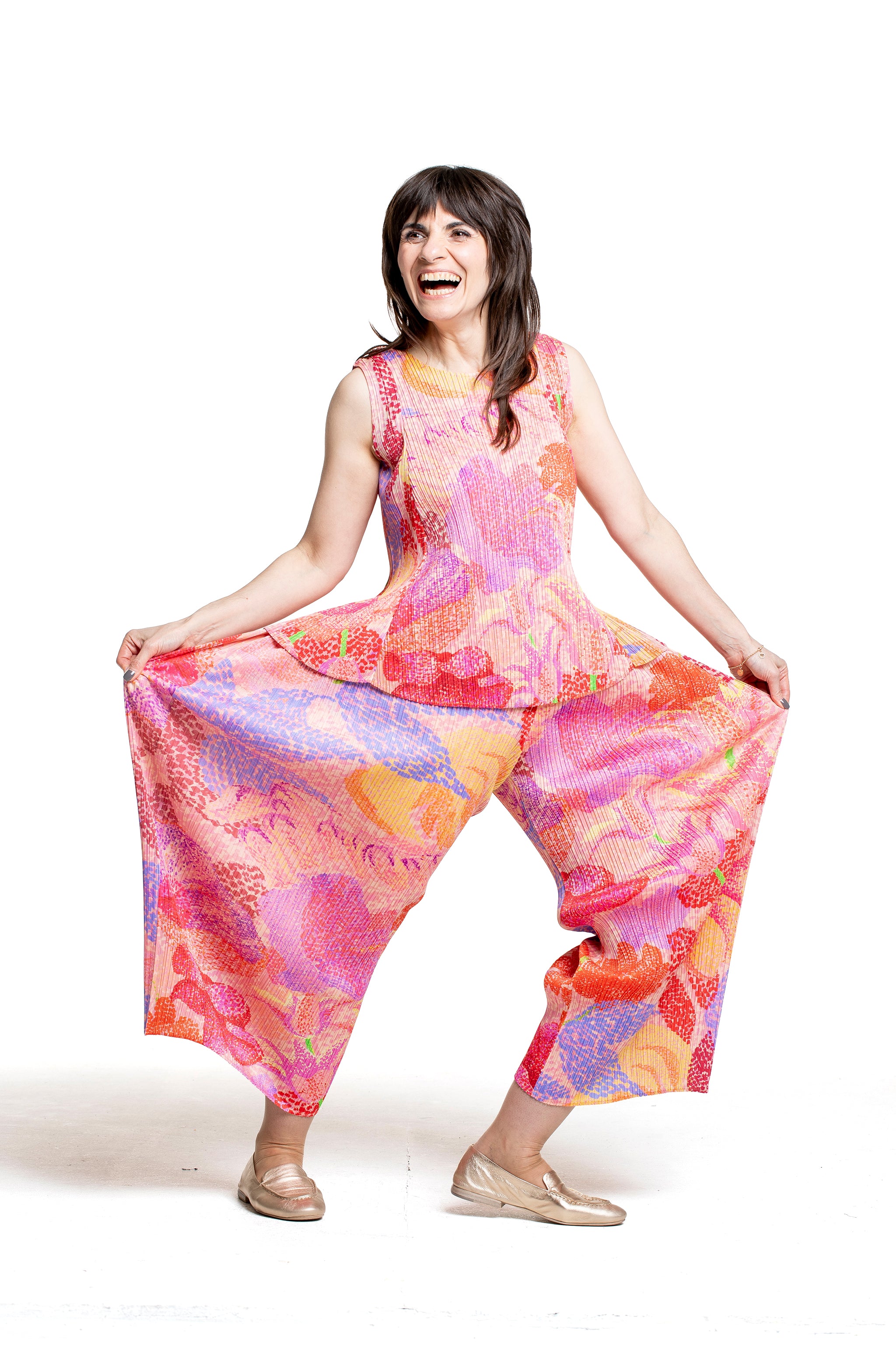 Pleats Please Issey Miyake Damen Plissee Top pink multicolor