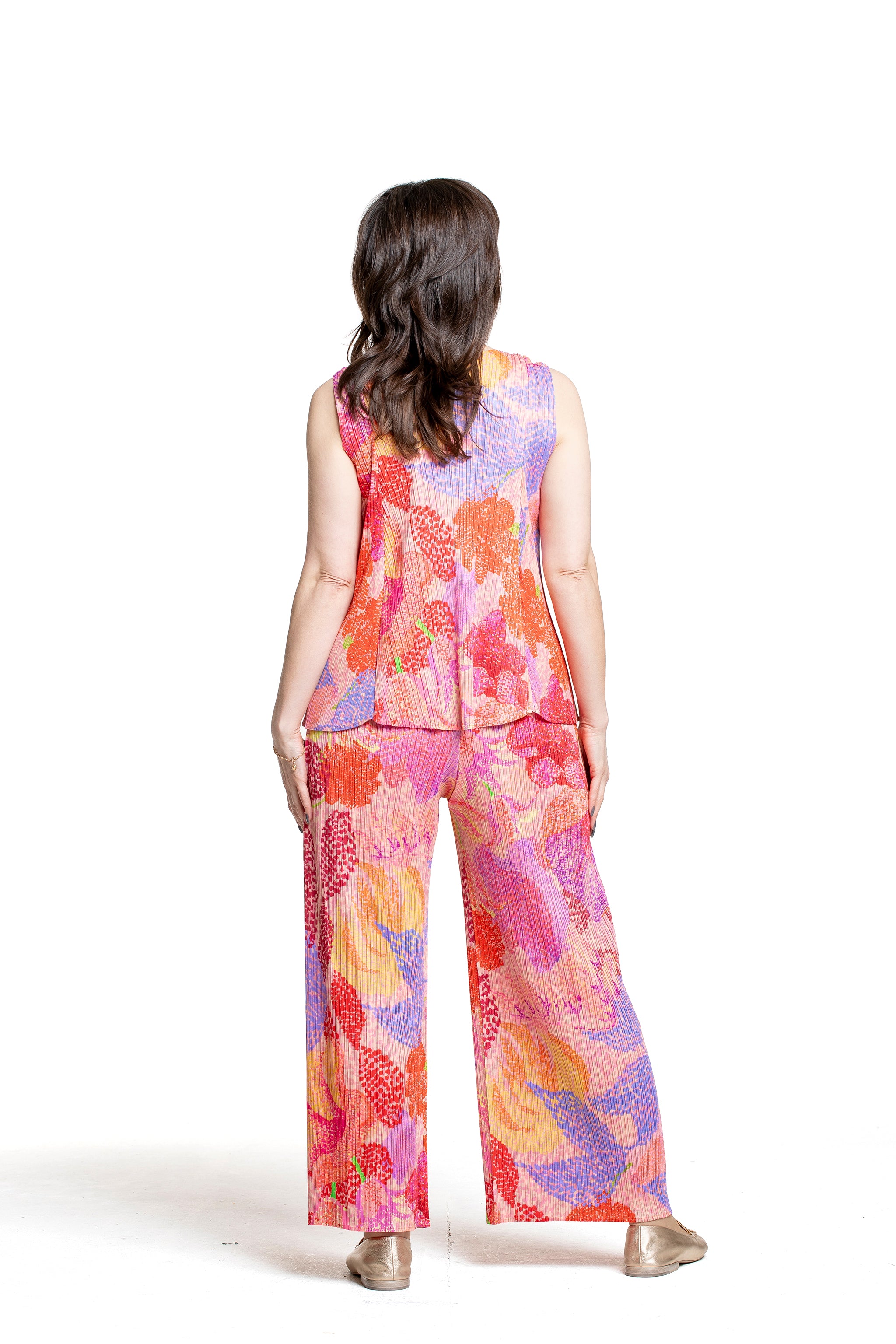Pleats Please Issey Miyake Damen Plissee Top pink multicolor Rückanicht