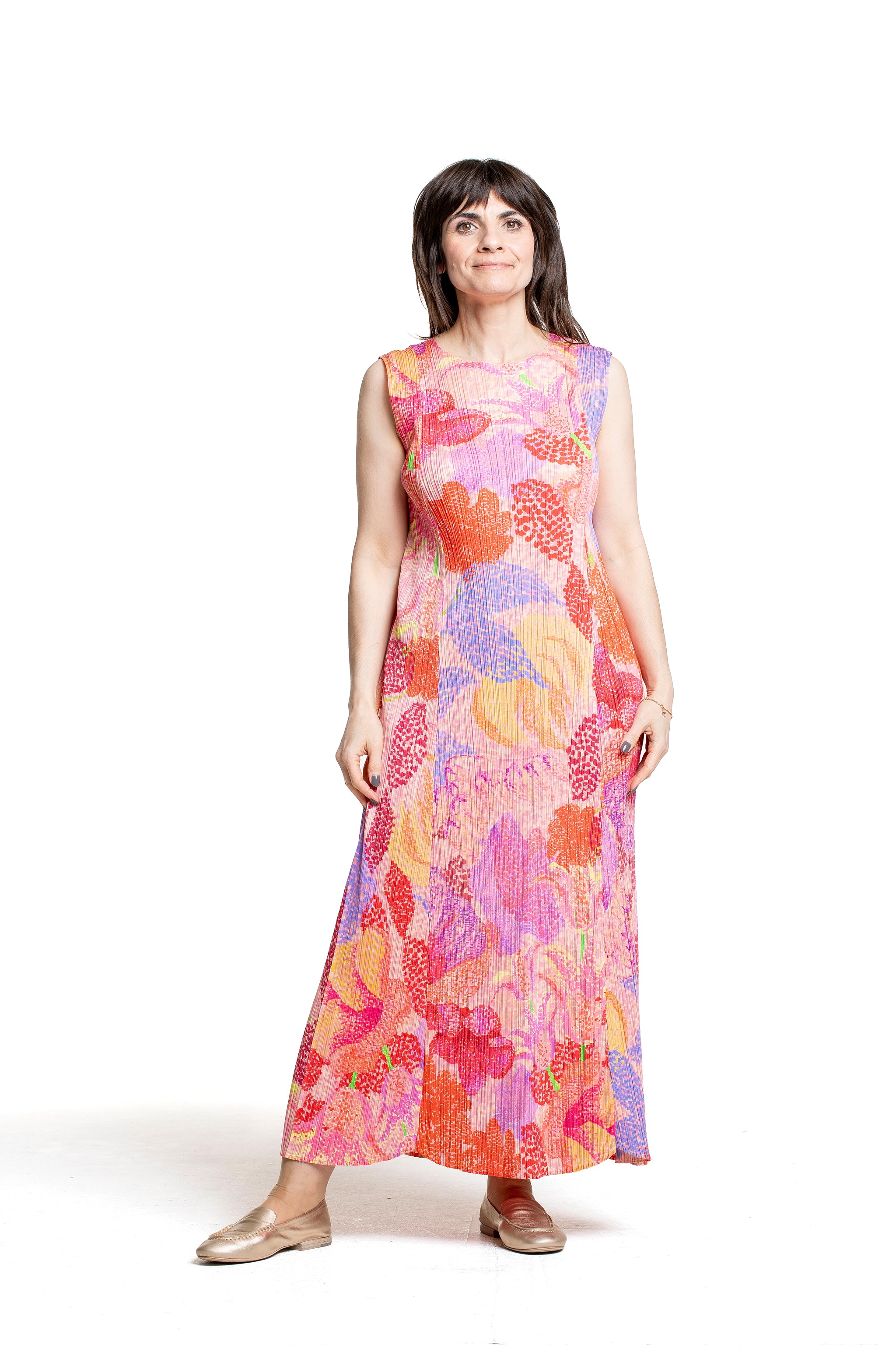 Pleats Please Issey Miyake Damen Plissee Kleid pink multicolor