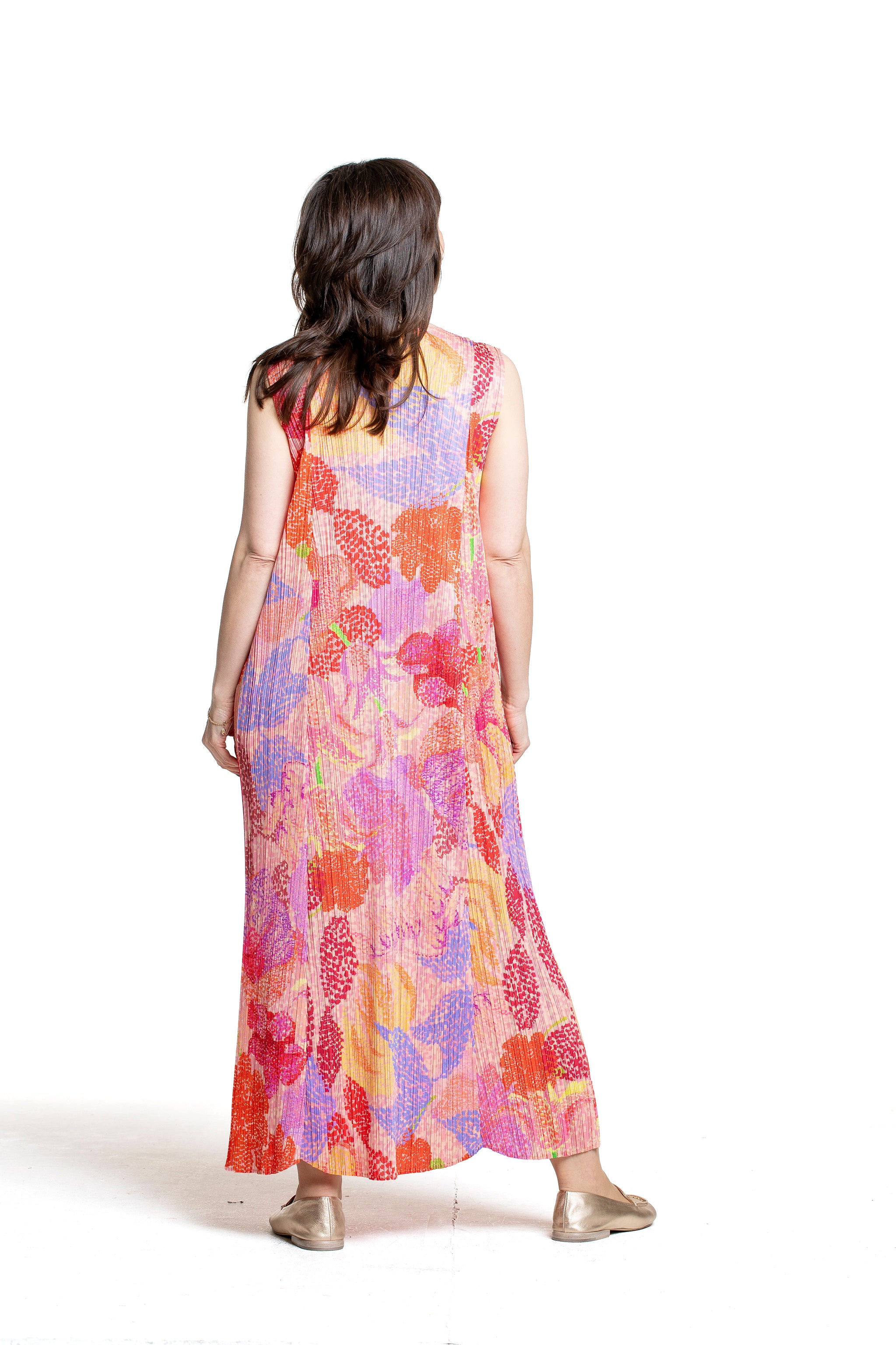 Pleats Please Issey Miyake Damen Plissee Kleid pink multicolor Rückansicht