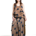 Uma Wang Damen Tara Top beige mit floralem Strukturmuster Vorderansicht