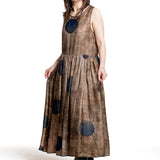 Uma Wang Ardal Dress in Beige und Blau 3/4-Ansicht