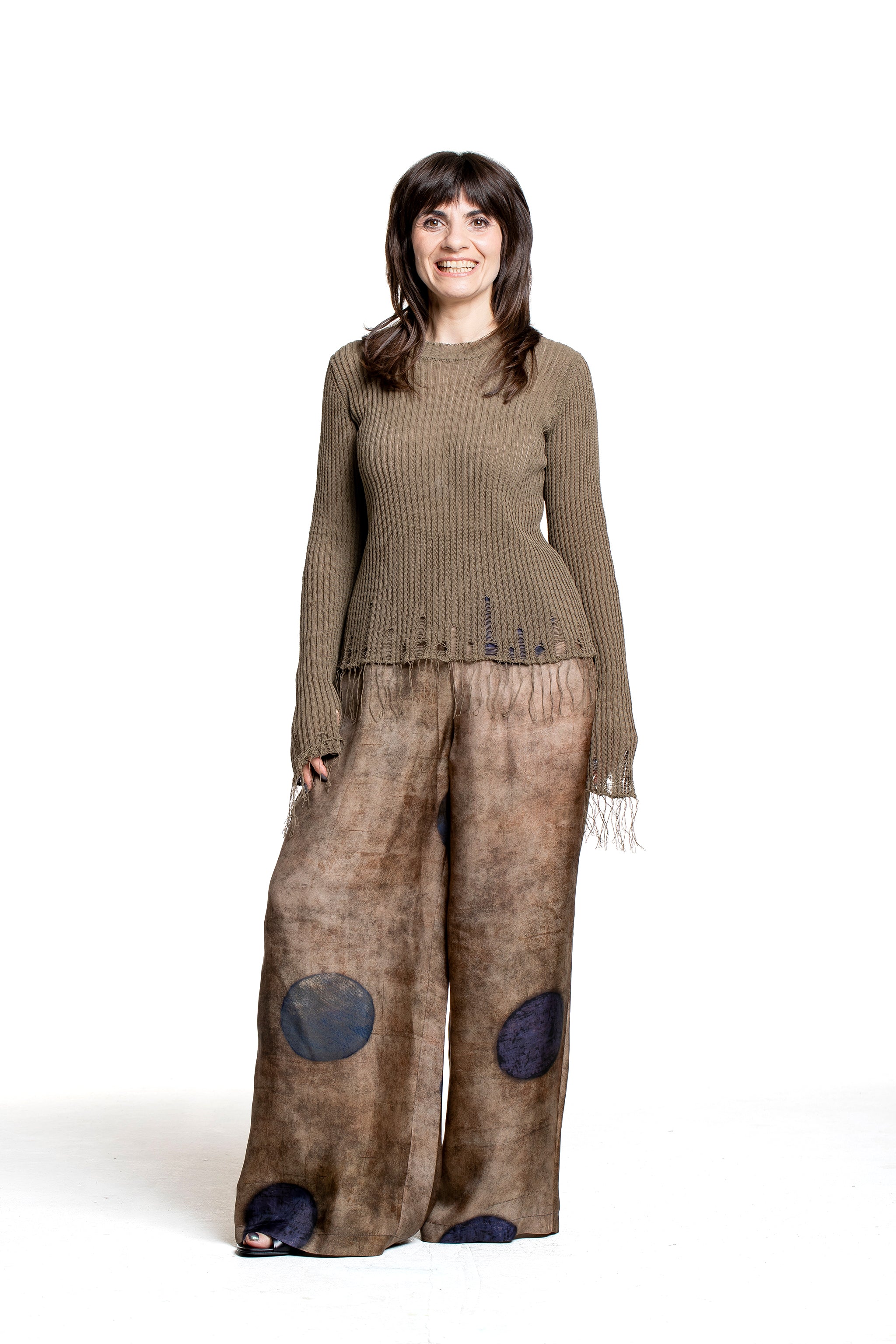 Uma Wang Baumwolloberteil Dark Grey mit Rippenstruktur Vorderansicht
