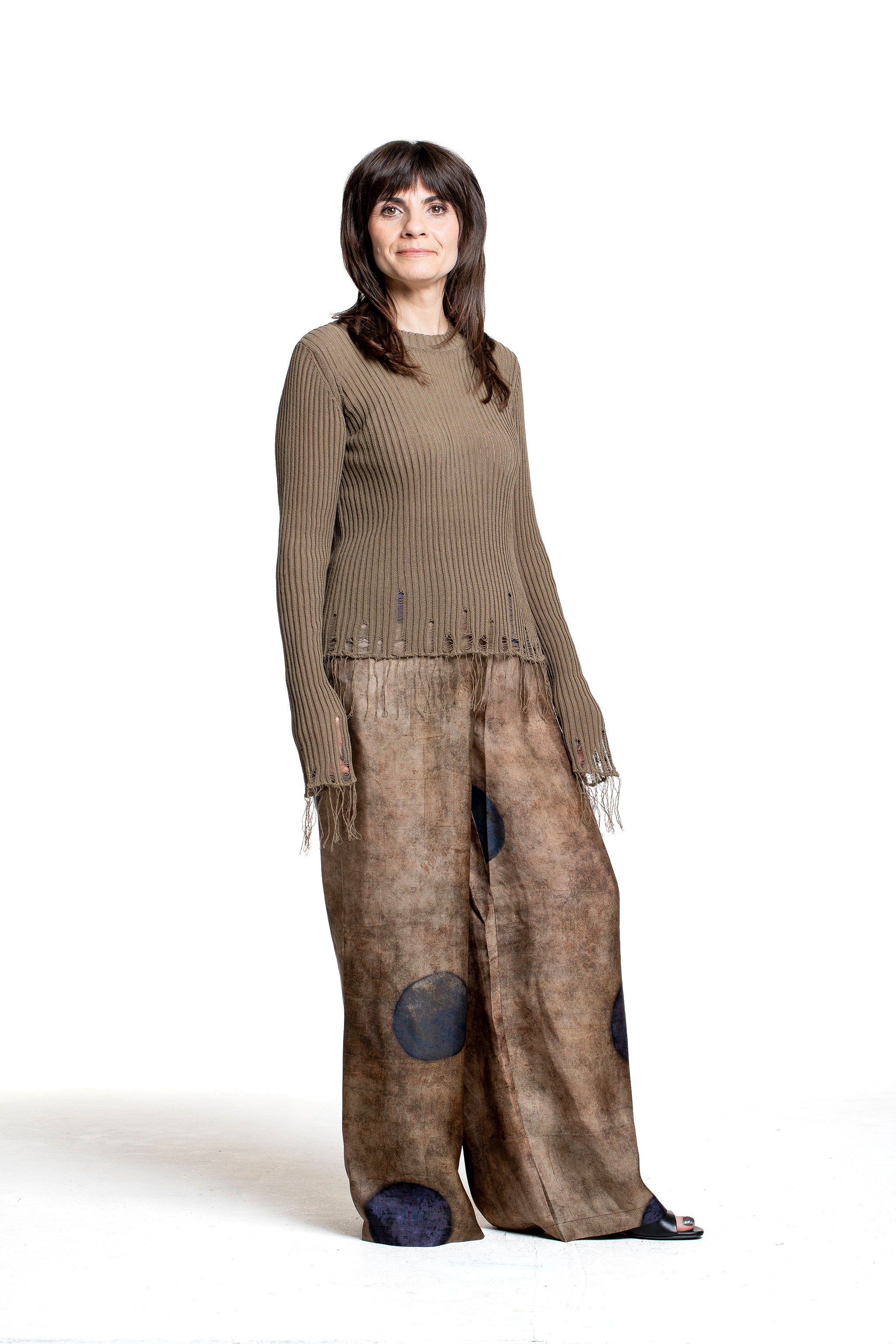 Uma Wang Baumwolloberteil Dark Grey mit Rippenstruktur - seitenansicht