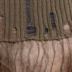 Uma Wang Baumwolloberteil Dark Grey mit Rippenstruktur - Detail Fransen