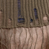 Uma Wang Baumwolloberteil Dark Grey mit Rippenstruktur - Detail Fransen