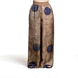 Uma Wang Pansy Pants Brown Blue mit weitem Bein