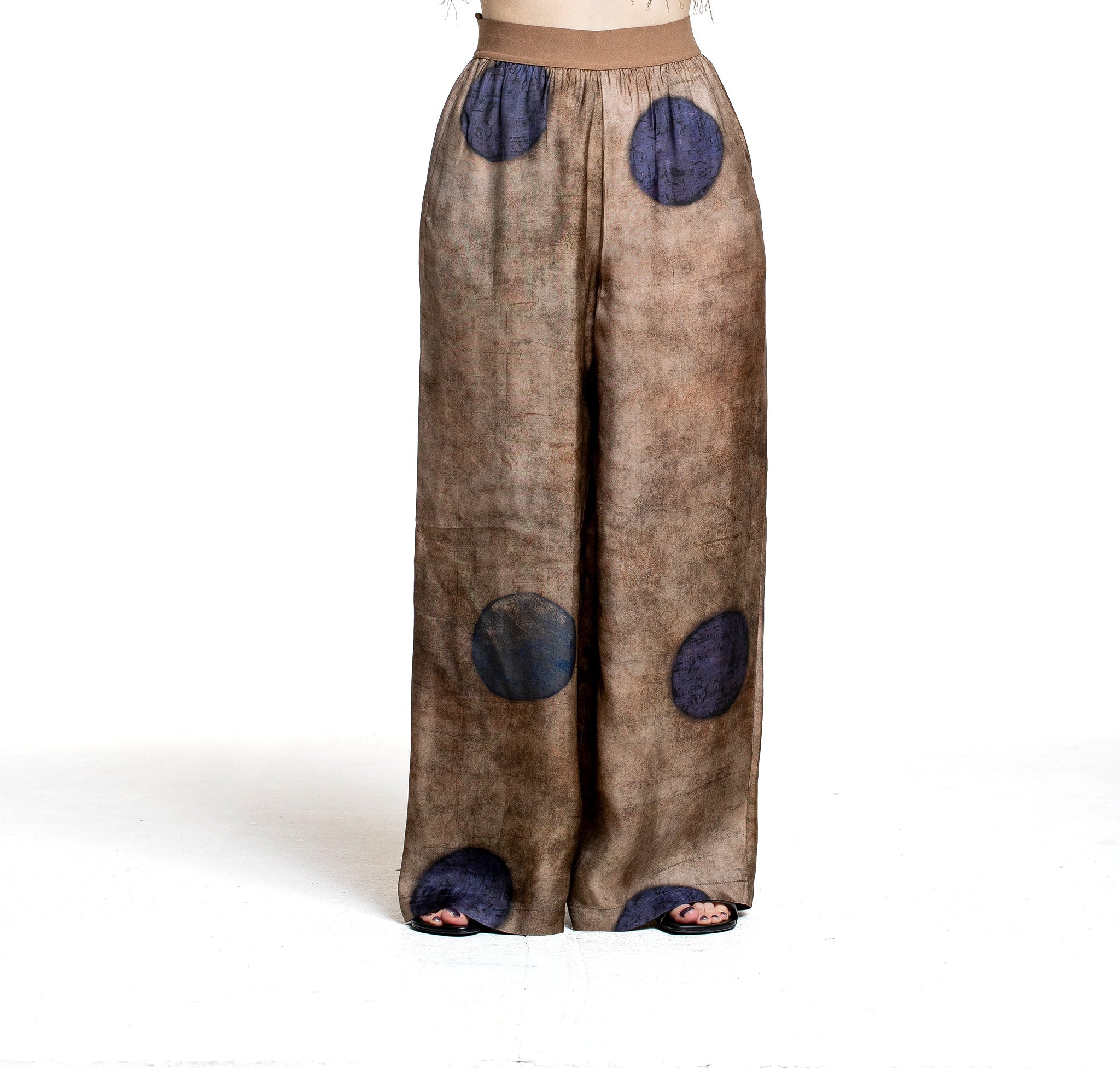 Uma Wang Pansy Pants Brown Blue mit weitem Bein