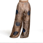 Uma Wang Pansy Pants Brown Blue mit weitem Bein - Rückansicht