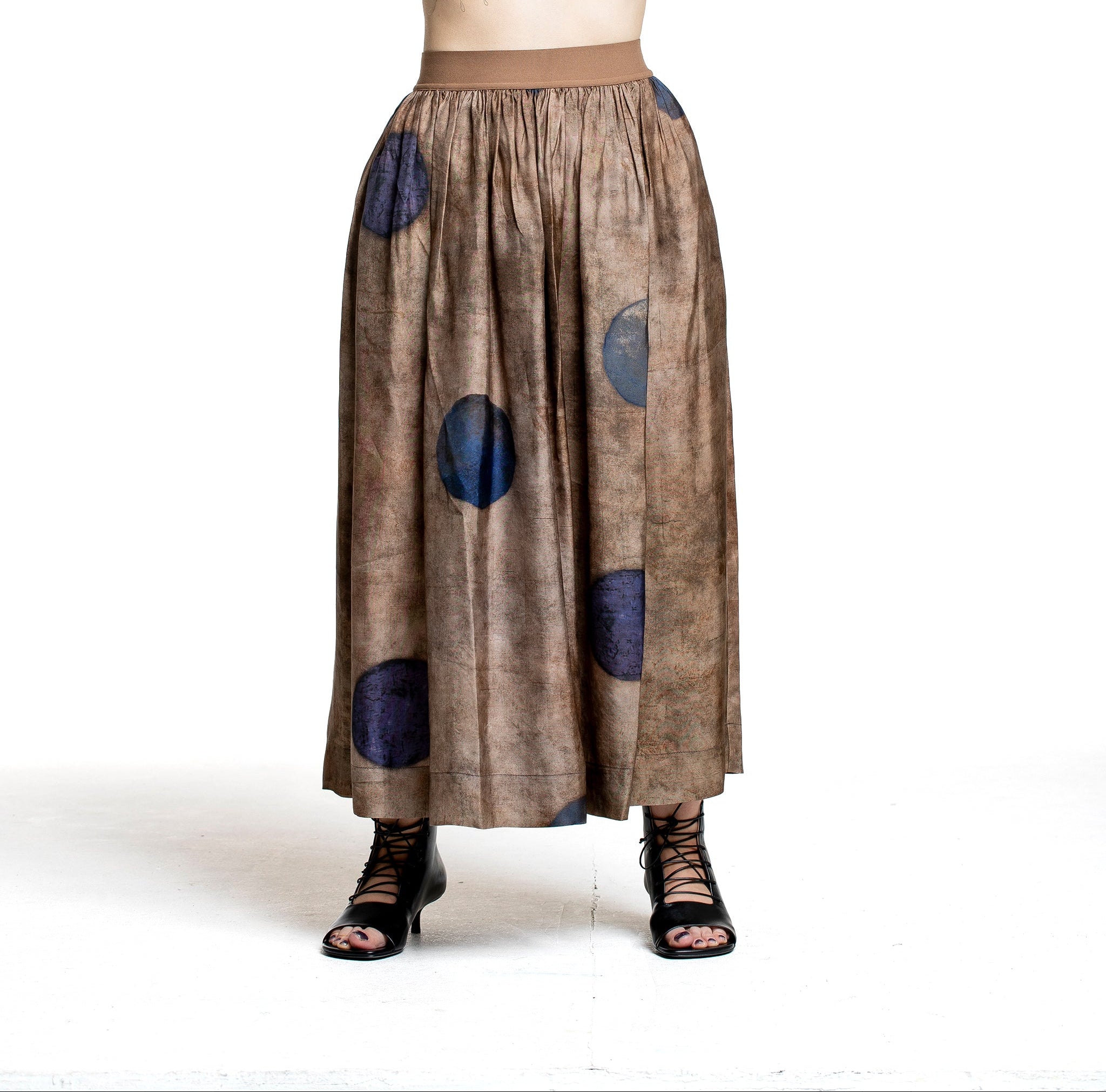 Uma Wang Damen Rock mit Punkten braun/blau 