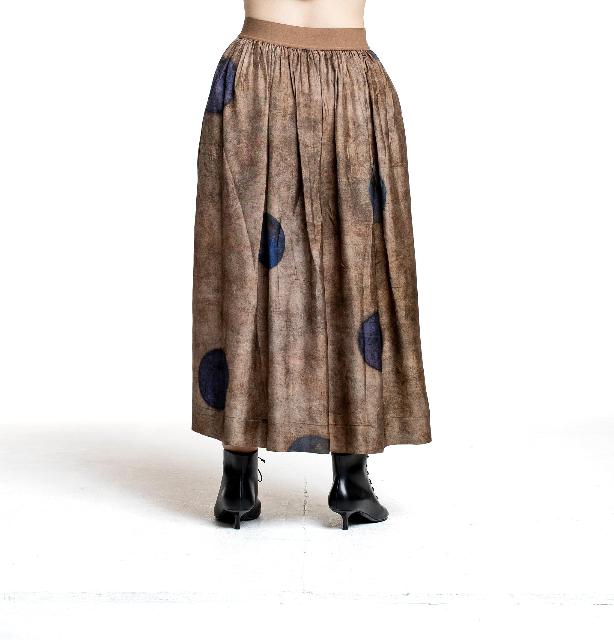 Uma Wang Damen Rock mit Punkten braun/blau Rückansicht