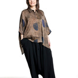 Uma Wang Damen Bluse mit Punkten braun/blau 
