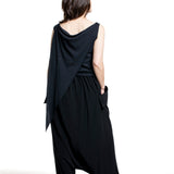 Y's Yohji Yamamoto Damen drapiertes Trägertop schwarz Rückansicht