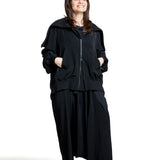 Yohji Yamamoto Damen Bomberjacke mit wandelbarer Kapuze schwarz