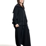 Yohji Yamamoto Damen Bomberjacke mit wandelbarer Kapuze schwarz Seitenansicht