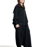 Yohji Yamamoto Damen Bomberjacke mit wandelbarer Kapuze schwarz Seitenansicht