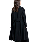 Yohji Yamamoto Damen Wickelmantel mit Gürtel schwarz Rückansicht