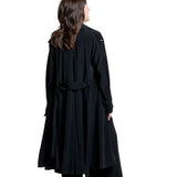 Yohji Yamamoto Damen Wickelmantel mit Gürtel schwarz Rückansicht