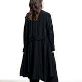 Yohji Yamamoto Damen Wickelmantel mit Gürtel schwarz Rückansicht