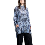 Yohji Yamamoto Damen Hemdbluse mit Print blau