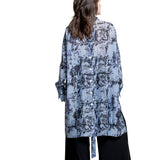 Yohji Yamamoto Damen Hemdbluse mit Print blau - Rückansicht