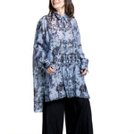 Yohji Yamamoto Damen Hemdbluse mit Print blau Bewegung