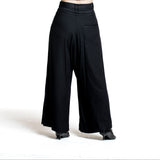 Yohji Yamamoto Damen weite Hose mit Bindebändern schwarz Rückansicht