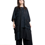 Yohji Yamamoto Damen Mantel mit Außentaschen schwarz Vorderansicht