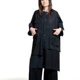 Yohji Yamamoto Damen Mantel mit Außentaschen schwarz Vorderansicht