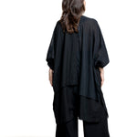 Yohji Yamamoto Damen Mantel mit Außentaschen schwarz Rückansicht