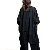 Yohji Yamamoto Damen Mantel mit Außentaschen schwarz Rückansicht